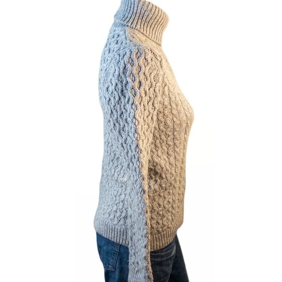 Lands End Womens Size XS Sweater Grey Cable Knit Turtleneck Long Sleeve Wool New - Picture 2 of 10
